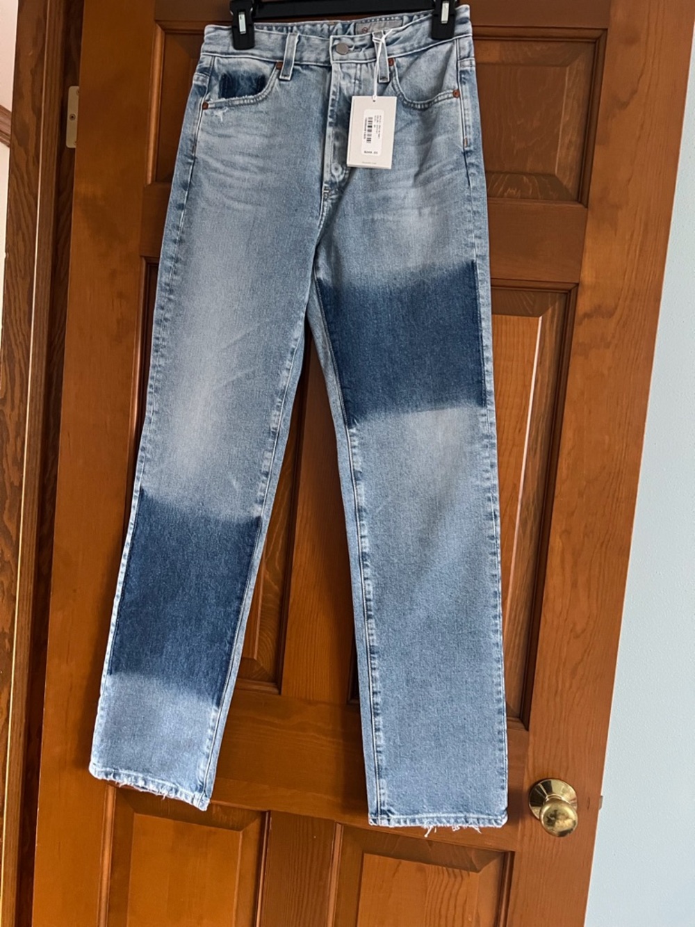 AG counter 360’ Alexxis straight high rise, Two-Tone Straight-Leg premium jeans